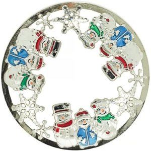 Yankee Candle Snowmen Illuma-Lid Jar Candle Toppers metal NEW